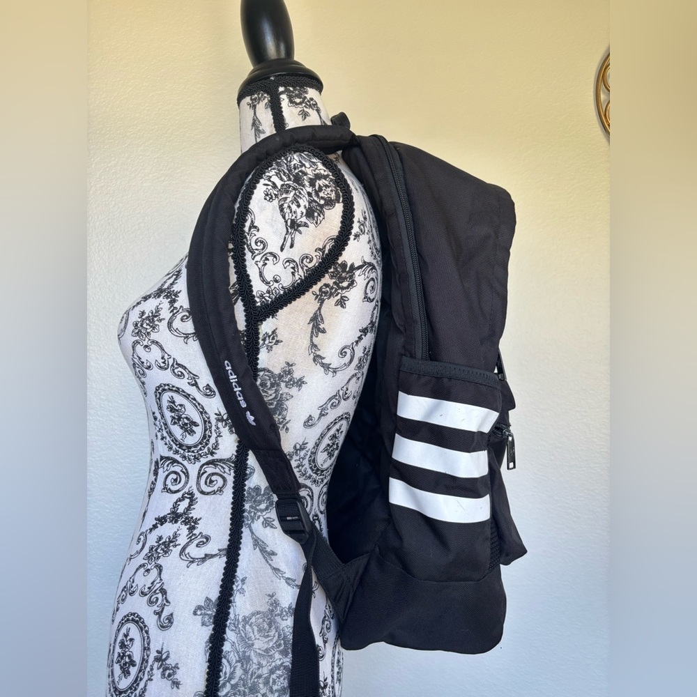 adidas Black Trefoil Logo Backpack with White Accents - Picture 4 of 13